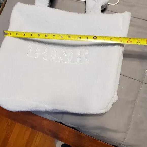 NWT! - PINK Victoria's Secret Sherpa Tote Color: Baby Blue - Picture 3 of 12